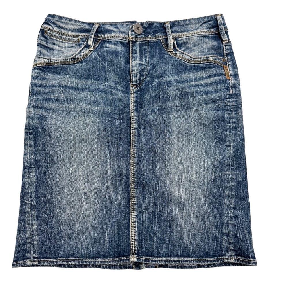 Silver Jeans Denim Skirt Monroe Knee Length Stretch Size‎ 28 Fits 30